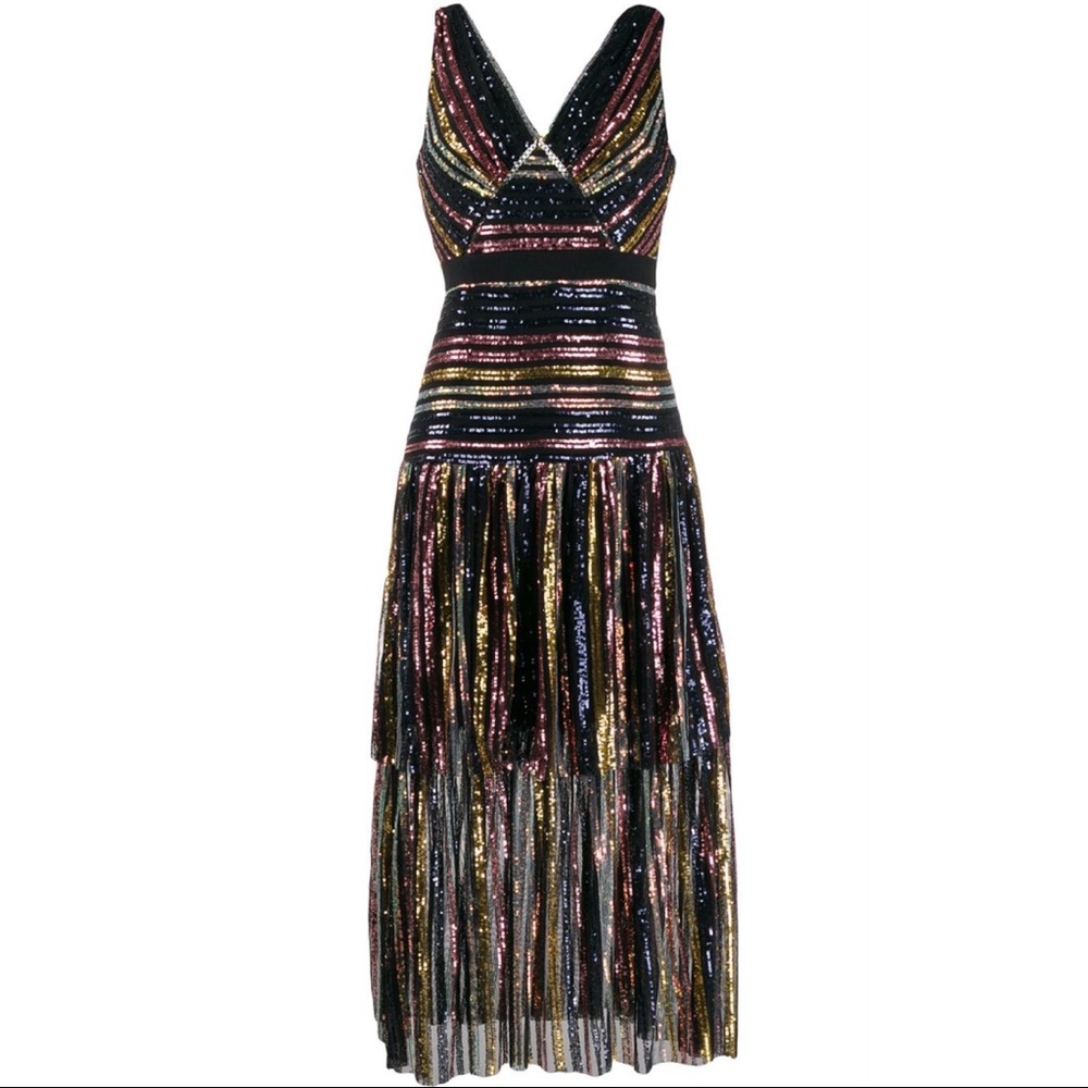 SELF-PORTRAIT Sequined tulle midi dress